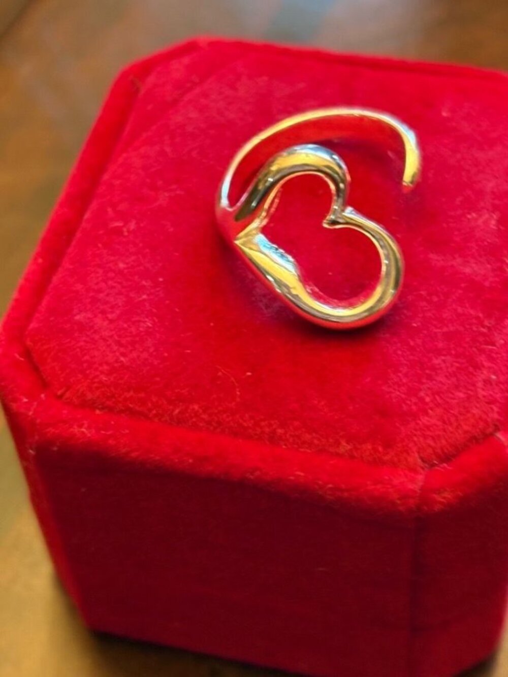 Sterling Silver 925 Open Heart Sculptural Statement Ring